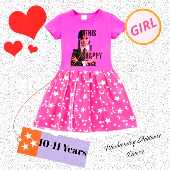NWT!! WEDNESDAY ADDAMS!! Popular Girls Rose Pink Dress!! A Just-Jen Fav 💖 - Picture 1 of 16